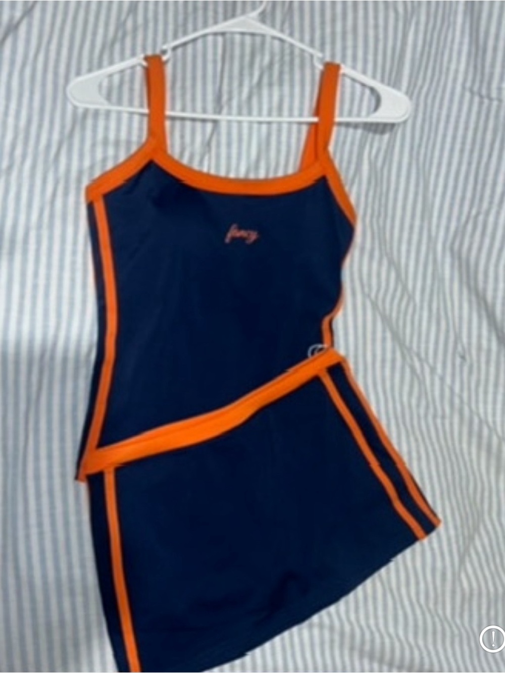 Navy and Orange Contrast Trim Women's Skirt